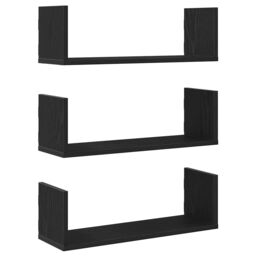 Berkfield Home Wall Shelves 3 pcs Black Oak 58x18x18 cm Engineered Wood - Size: 58 x 18 x 18 cm - thumbnail 2