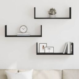 Berkfield Home Wall Shelves 3 pcs Black Oak 58x18x18 cm Engineered Wood - Size: 58 x 18 x 18 cm - thumbnail 3