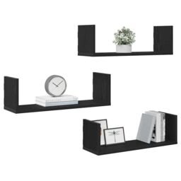 Berkfield Home Wall Shelves 3 pcs Black Oak 58x18x18 cm Engineered Wood - Size: 58 x 18 x 18 cm - thumbnail 4