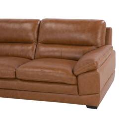 Wyld and Coco 3+1 Brown Leather Sofa Set - Retro Deep Seating Birchwood Legs - thumbnail 8