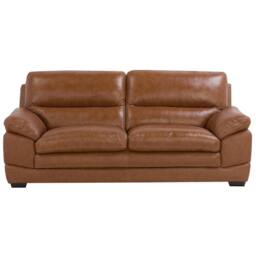 Wyld and Coco 3+1 Brown Leather Sofa Set - Retro Deep Seating Birchwood Legs - thumbnail 3