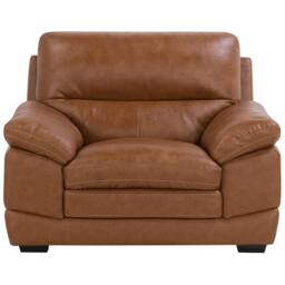 Wyld and Coco 3+1 Brown Leather Sofa Set - Retro Deep Seating Birchwood Legs - thumbnail 9