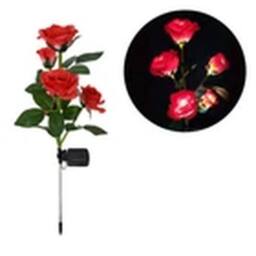 Havendro Red Solar Power LED 5 Head Rose Flower Stake Lights Garden - thumbnail 1
