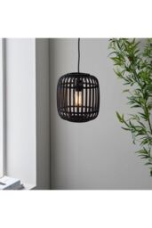 Netlighting Mathias Single Pendant Ceiling Lamp Dark Bamboo Plywood With Matt Black Paint - thumbnail 3