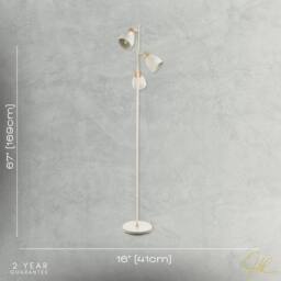 Happy Homewares Muted Dove Grey Scandinavian Triple Spot Floor Lamp with Wooden Trim in Light Grey - thumbnail 6