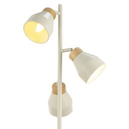Happy Homewares Muted Dove Grey Scandinavian Triple Spot Floor Lamp with Wooden Trim in Light Grey - thumbnail 3