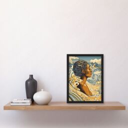 Artery8 Love of the Sea Summer Swim Modern Illustration Artwork Framed Wall Art Print A4 in Black - thumbnail 2