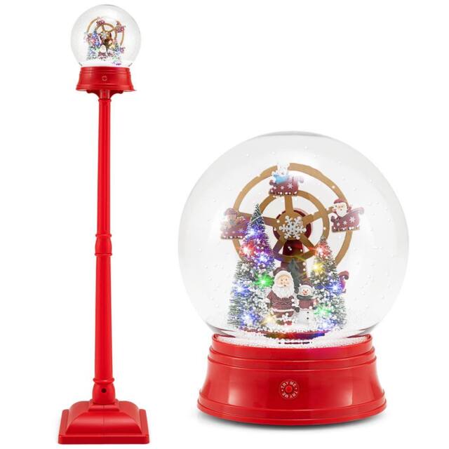 Gymax 5FT Blowing Snow Christmas Street Lamp Musical Lantern on Stand in Red - image 1
