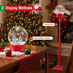 Gymax 5FT Blowing Snow Christmas Street Lamp Musical Lantern on Stand in Red - thumbnail 8