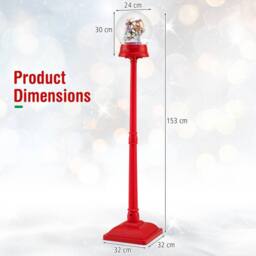 Gymax 5FT Blowing Snow Christmas Street Lamp Musical Lantern on Stand in Red - thumbnail 2