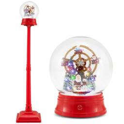 Gymax 5FT Blowing Snow Christmas Street Lamp Musical Lantern on Stand in Red - thumbnail 1