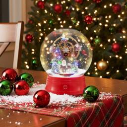 Gymax 5FT Blowing Snow Christmas Street Lamp Musical Lantern on Stand in Red - thumbnail 5