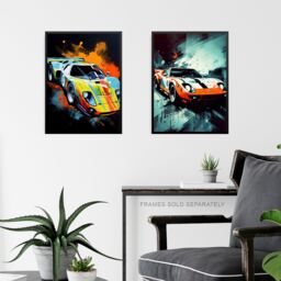 Artery8 Wall Art Print Set of 3 Racing Car Motorsport Grand Prix Paintings Bright Colourful Mancave Gift For Him Living Room Poster s Pack - Size: A4 - thumbnail 6
