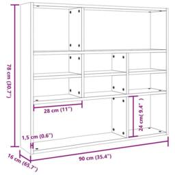 Berkfield Home Wall Shelf Concrete Grey 90x16x78 cm Engineered Wood - Size: 90 x 16 x 78 cm - thumbnail 7