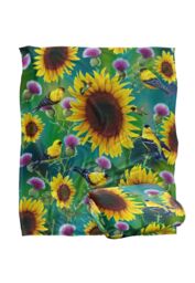 JQ Licensing Jg-Jp Sunflowers & Songbirds Pattern Silky Touch Super Soft Throw Blanket 152 X 127 cm in White - thumbnail 2