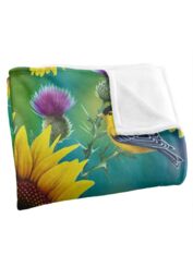 JQ Licensing Jg-Jp Sunflowers & Songbirds Pattern Silky Touch Super Soft Throw Blanket 152 X 127 cm in White - thumbnail 3