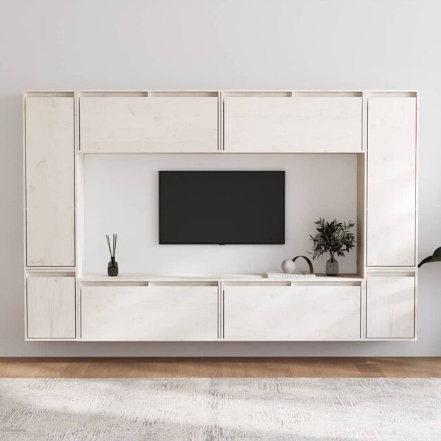 Berkfield Home TV Cabinets 8 pcs White Solid Wood Pine - image 1
