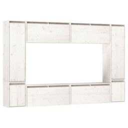 Berkfield Home TV Cabinets 8 pcs White Solid Wood Pine - thumbnail 2