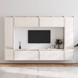 Berkfield Home TV Cabinets 8 pcs White Solid Wood Pine - thumbnail 1