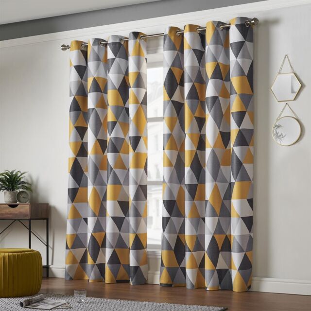 Luxury Living Mal Room Darkening Ring Top Curtains in Yellow - Size: 168 cm width x 183 cm drop - image 1