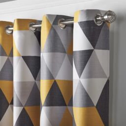 Luxury Living Mal Room Darkening Ring Top Curtains in Yellow - Size: 168 cm width x 183 cm drop - thumbnail 4