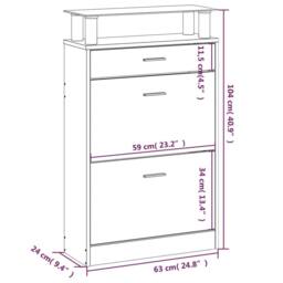 Berkfield Home Shoe Cabinet Smoked Oak 63x24x104 cm Engineered Wood in Brown - Size: 63 x 24 x 104 cm - thumbnail 9
