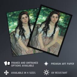 "Artery8 In the Summer Portrait Renoir Vintage Framed Wall Art Print - Size: W12"" x H16""" - thumbnail 2