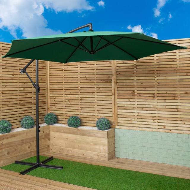 Samuel Alexander 3m Cantilever Green Banana Parasol with Crank Handle & UV Protection - image 1