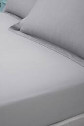 Bianca '180 Thread Count Egyptian Cotton' Fitted Sheet in Silver - Size: Single - thumbnail 1