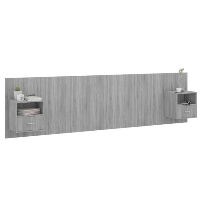 Berkfield Home Classic Bed Headboard with Cabinets Grey Sonoma Engineered Wood - image 1