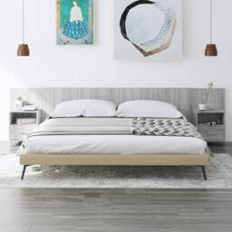 Berkfield Home Classic Bed Headboard with Cabinets Grey Sonoma Engineered Wood - thumbnail 2