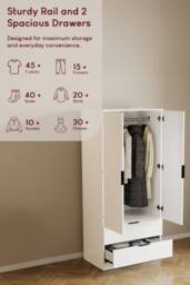 Home Discount Vida Designs Trega 3Pc Bedroom Set(3Dr Bedside, 4Dr Chest & Wardrobe) in White - thumbnail 7
