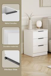 Home Discount Vida Designs Trega 3Pc Bedroom Set(3Dr Bedside, 4Dr Chest & Wardrobe) in White - thumbnail 5