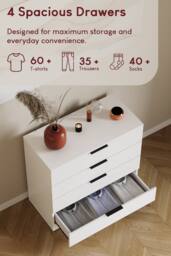 Home Discount Vida Designs Trega 3Pc Bedroom Set(3Dr Bedside, 4Dr Chest & Wardrobe) in White - thumbnail 6