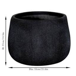 Dibor Large Grey Symmetry Stripe Fibre Clay Indoor Outdoor Garden Planter Houseplant Flower Plant Pot H37 x Dia55cm - thumbnail 7