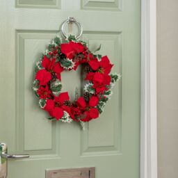 Samuel Alexander 40cm Red Hanging Poinsettia Wreath with Berries & Pinecones - thumbnail 7