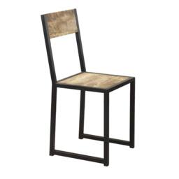 Wyld Haus Set of 2 Industrial Metal & Mango Wood Dining Chairs in Brown - thumbnail 4