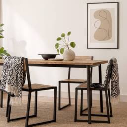 Wyld Haus Set of 2 Industrial Metal & Mango Wood Dining Chairs in Brown - thumbnail 2