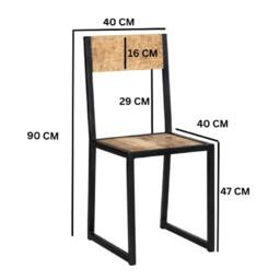 Wyld Haus Set of 2 Industrial Metal & Mango Wood Dining Chairs in Brown - thumbnail 5