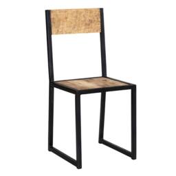 Wyld Haus Set of 2 Industrial Metal & Mango Wood Dining Chairs in Brown - thumbnail 3