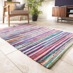 Allure Bath Fashions Chindi Repurposed Fabric Multi Coloured Rag Rug - Size: 70 cm x 140 cm - thumbnail 3