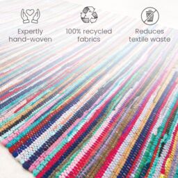 Allure Bath Fashions Chindi Repurposed Fabric Multi Coloured Rag Rug - Size: 70 cm x 140 cm - thumbnail 2