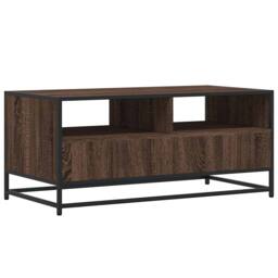 Berkfield Home Coffee Table Brown Oak 100x50x45 cm Engineered Wood & Metal - Size: 100 x 50 x 45 cm - thumbnail 7