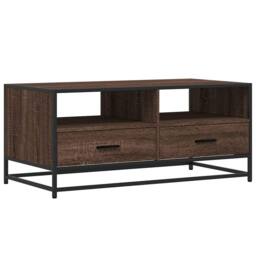 Berkfield Home Coffee Table Brown Oak 100x50x45 cm Engineered Wood & Metal - Size: 100 x 50 x 45 cm - thumbnail 1