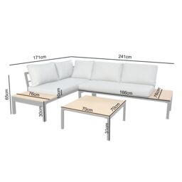 Home Garden Direct Rhea - Platform Corner Sofa - 4 Seater Garden Set with Table in Grey - thumbnail 3
