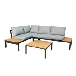 Home Garden Direct Rhea - Platform Corner Sofa - 4 Seater Garden Set with Table in Grey - thumbnail 2