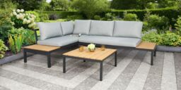 Home Garden Direct Rhea - Platform Corner Sofa - 4 Seater Garden Set with Table in Grey - thumbnail 4