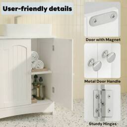 Alivio Under Sink Bathroom Cabinet for Wall-Hung Washbasin with Magnet Doors in White - thumbnail 4