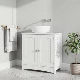 Alivio Under Sink Bathroom Cabinet for Wall-Hung Washbasin with Magnet Doors in White - thumbnail 7