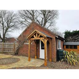 Dunster House Wooden Porch Canopy Kit 2m x 1.5m Black Shingles Full Height 4 Post in Brown - thumbnail 4